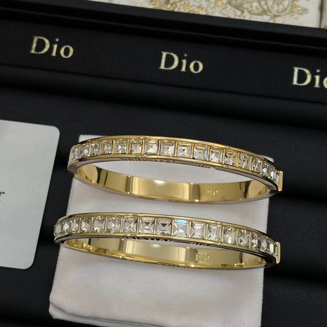 Dior Crystal Bangle Elegant Bracelet Gold