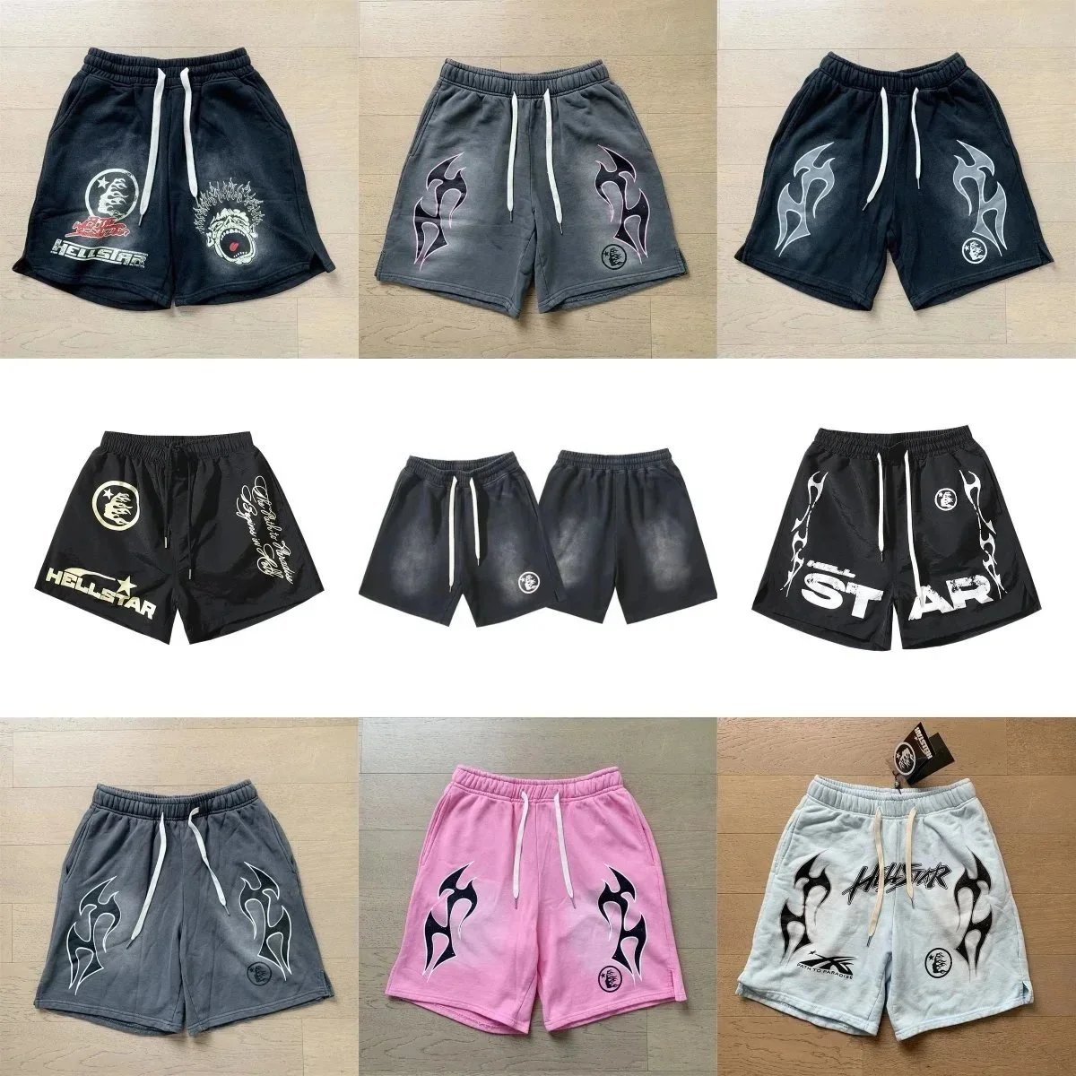 Hellstar Graphic Print Streetwear Shorts Multicolor
