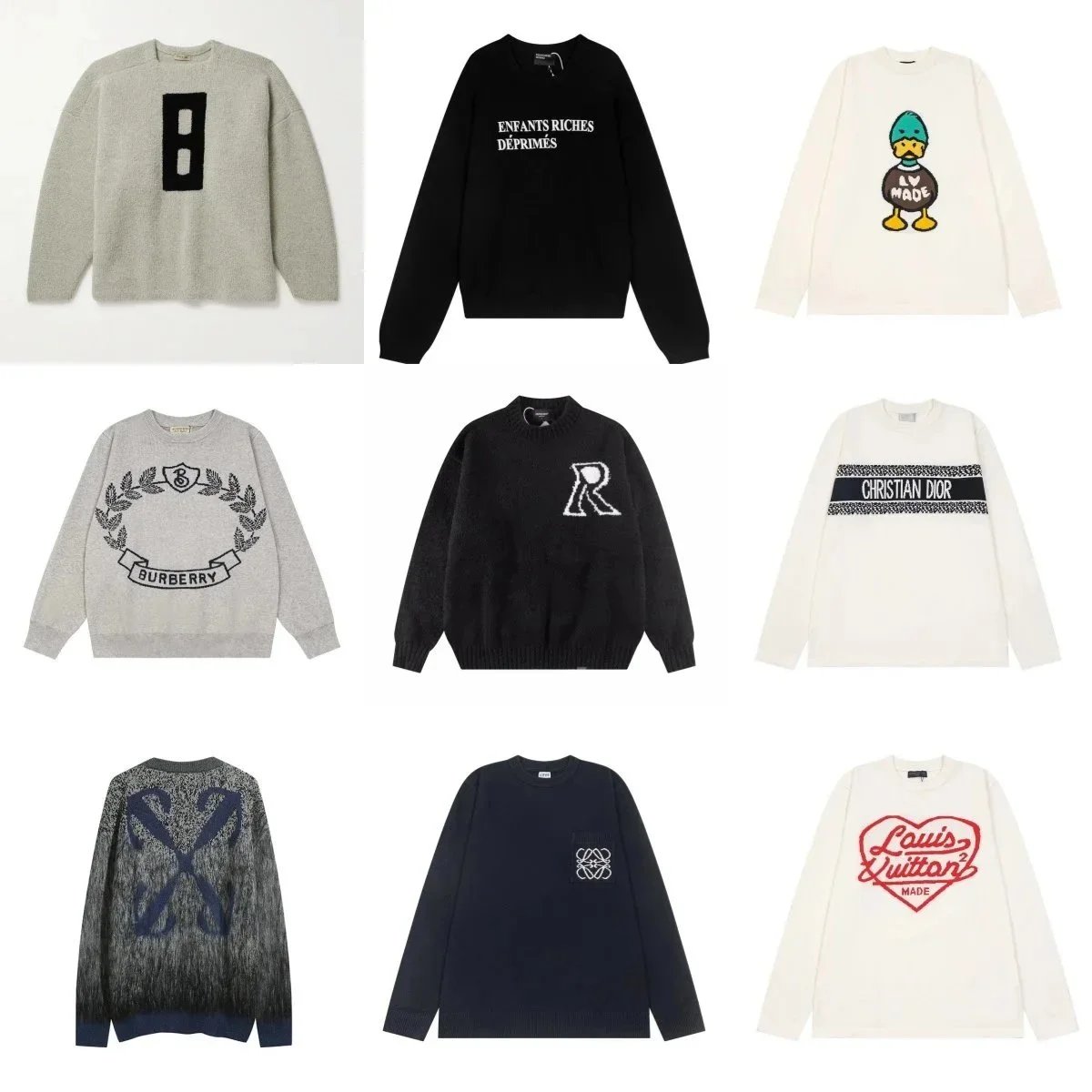 Burberry Laurel Wreath Crest Graphic Crewneck Sweater Gray