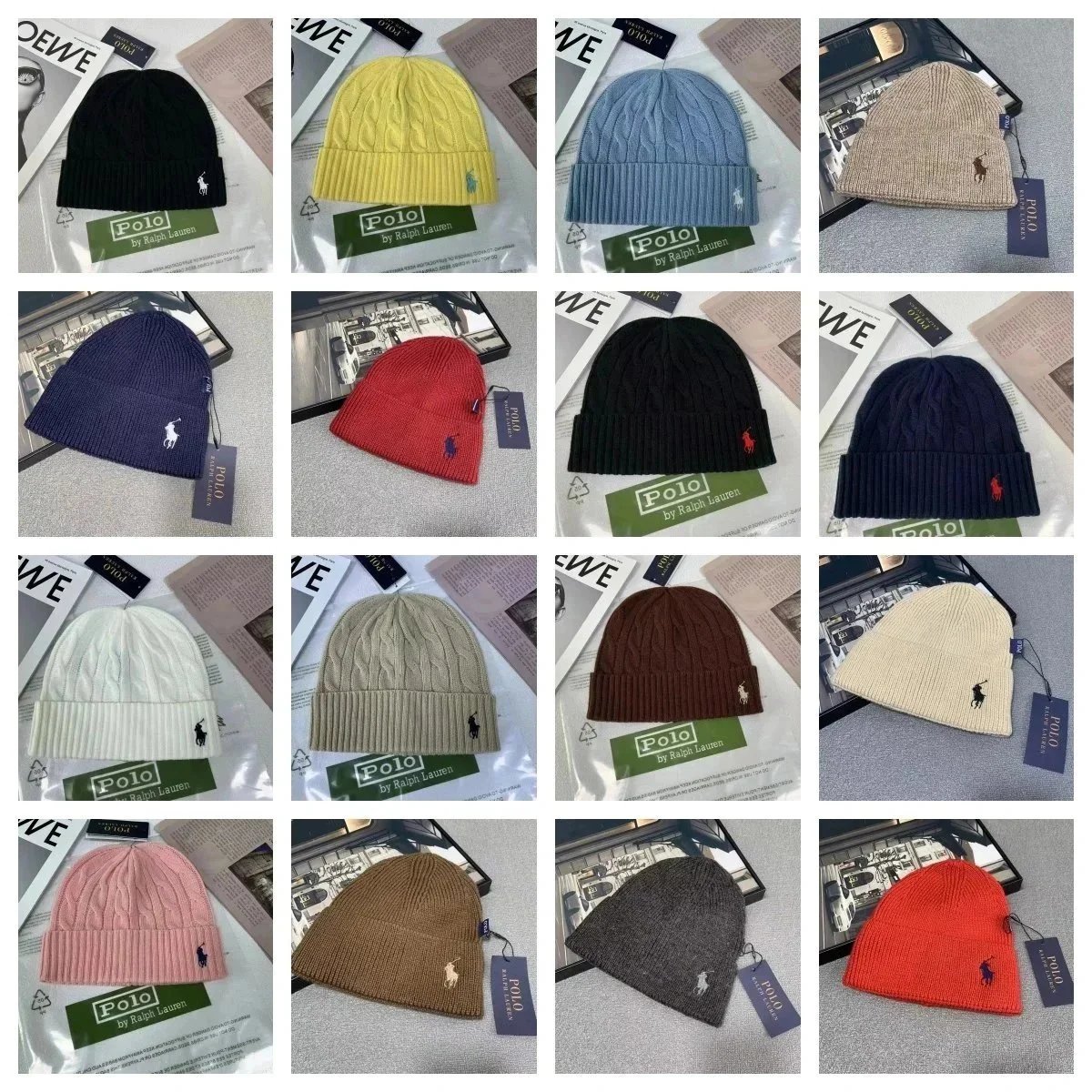 Polo Ralph Lauren PRL Cable Knit Beanie Classic Winter Hat Multicolor