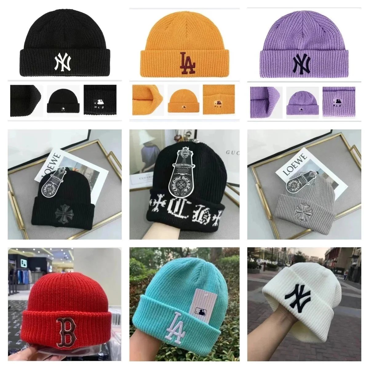 MLB Team Logo Knit Beanie Winter Hat Multicolor