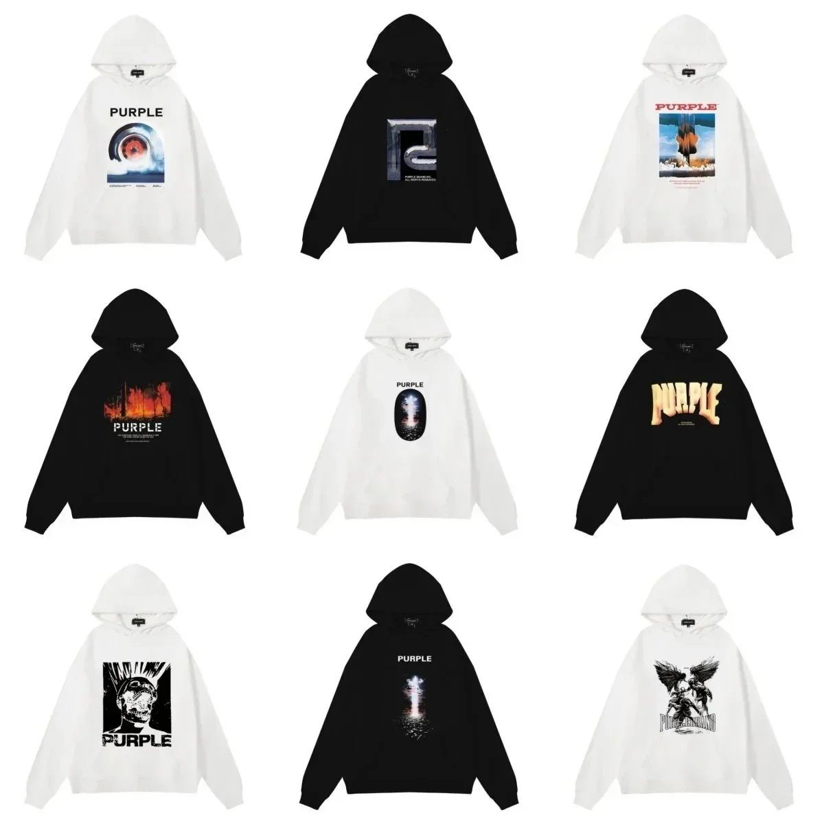 Purple Brand Graphic Print Oversized Hoodie Multicolor