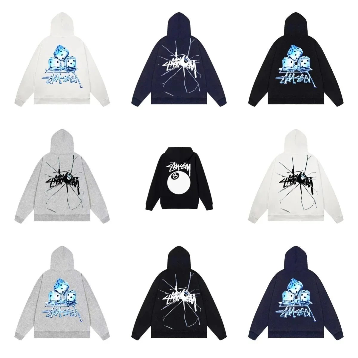 Stussy Graphic Print Streetwear Hoodie Multicolor