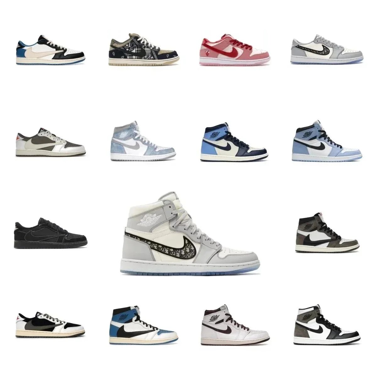 Dior Air Jordan 1 High OG Luxury Sneakers White and Gray