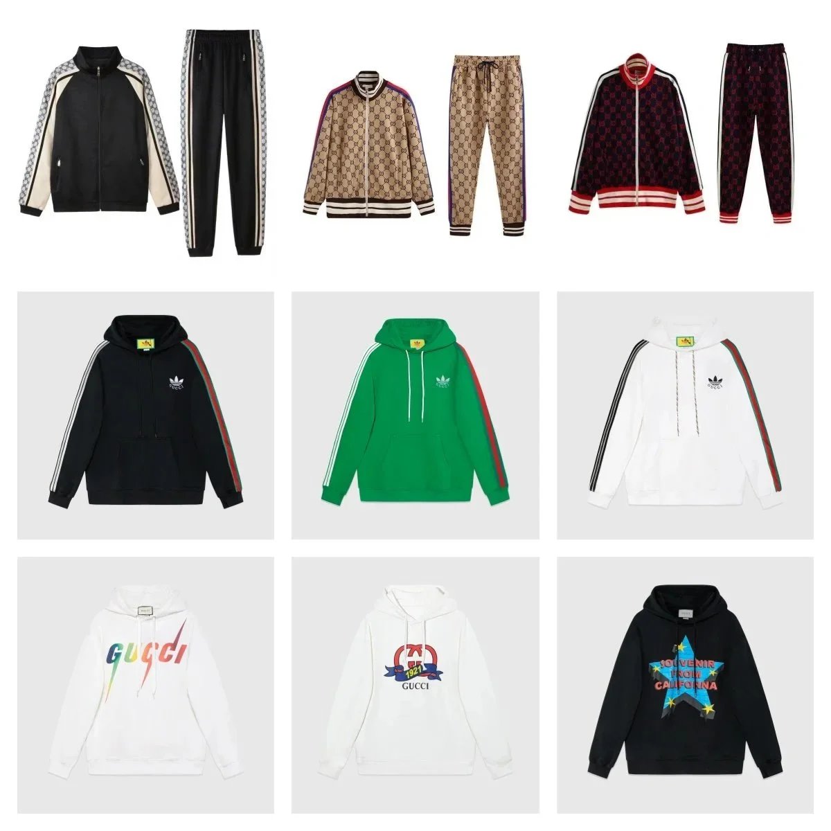 Gucci Adidas Collaboration Collection Graphic Streetwear Tracksuit Set Multicolor