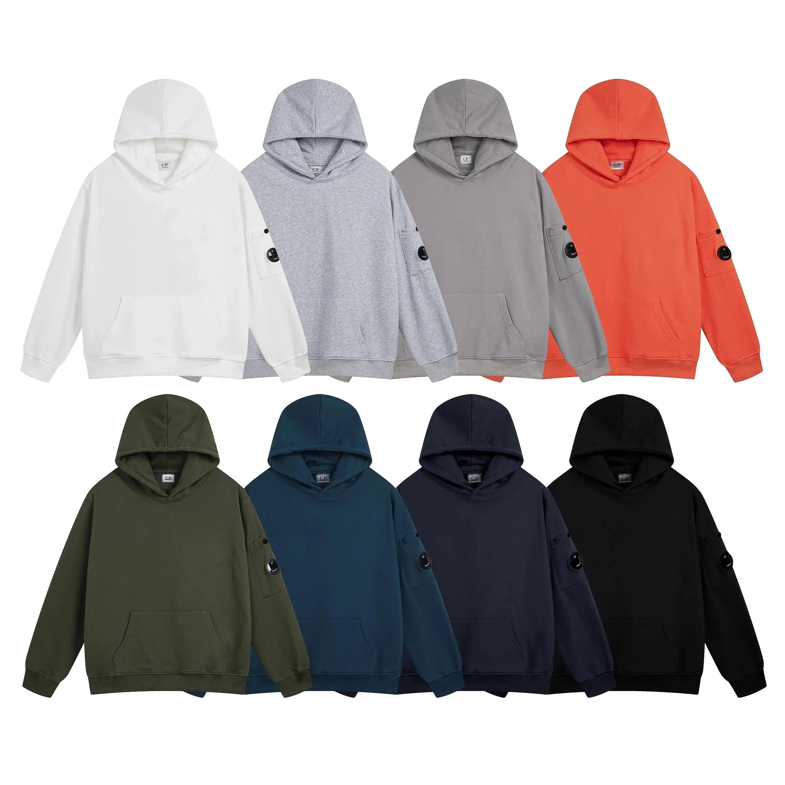 C.P. Company Lens Sleeve Pocket Cotton Hoodie Multicolor
