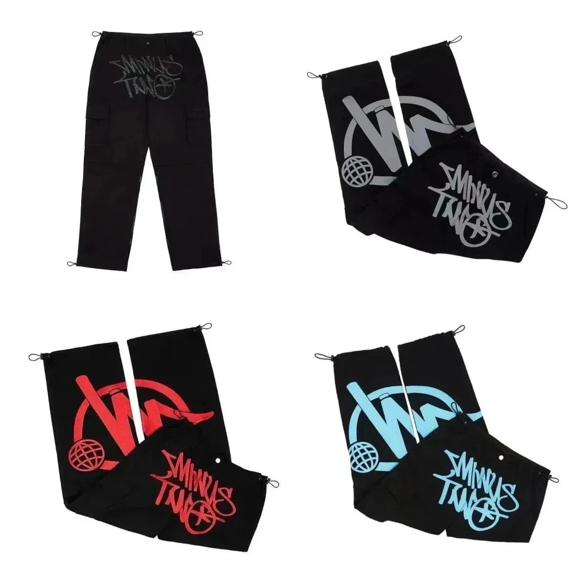 Minus Two Cargo Pants Streetwear Trousers Black