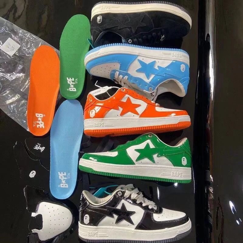 A Bathing Ape BAPE Bapesta Low Patent Leather Sneakers Multicolor