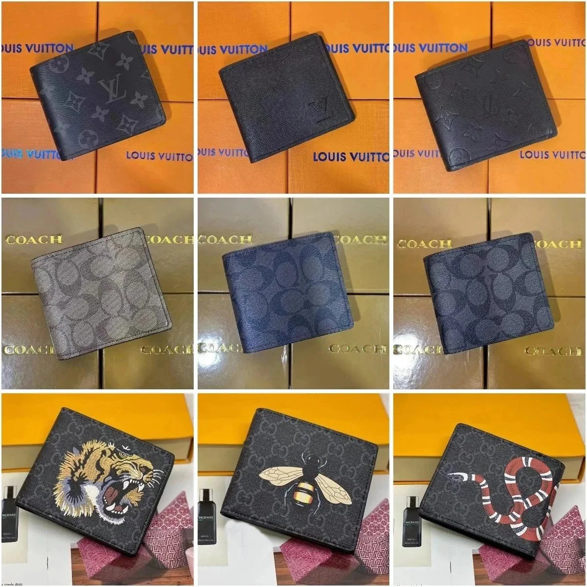 Louis Vuitton LV Monogram Bifold Wallet Leather Black