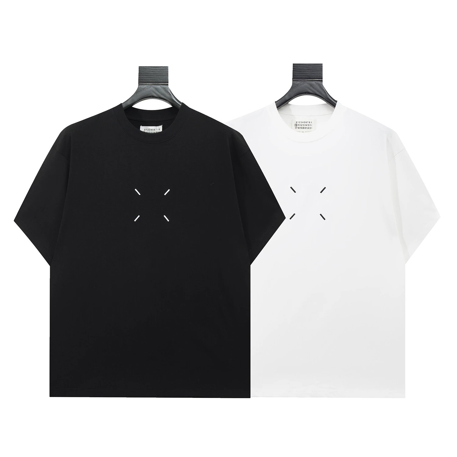Maison Margiela MM Four Stitches Minimalist Cotton T-Shirt Black and White