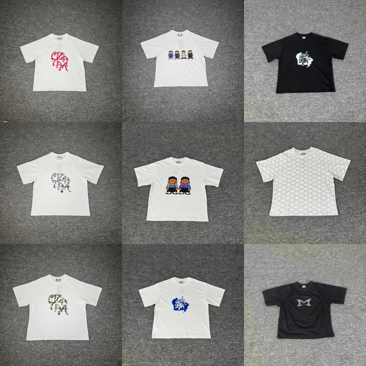 Design Graphic Print Oversized Tee White and Black