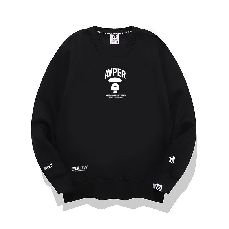 A Bathing Ape BAPE AAPE Graphic Print Cotton Sweatshirt Black