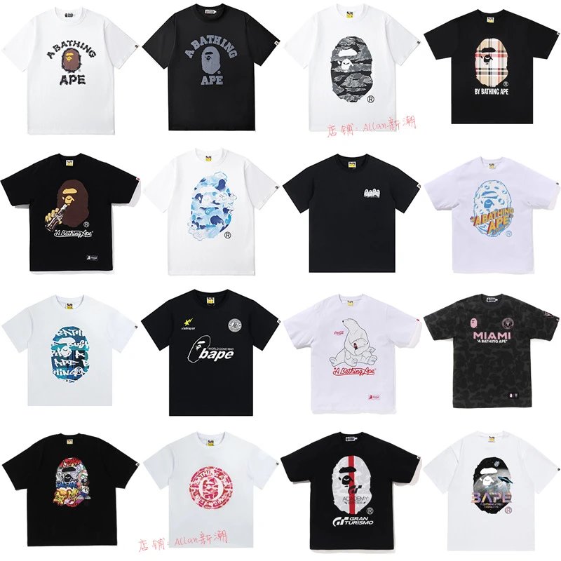 A Bathing Ape BAPE Graphic Print Cotton T-Shirt Multicolor