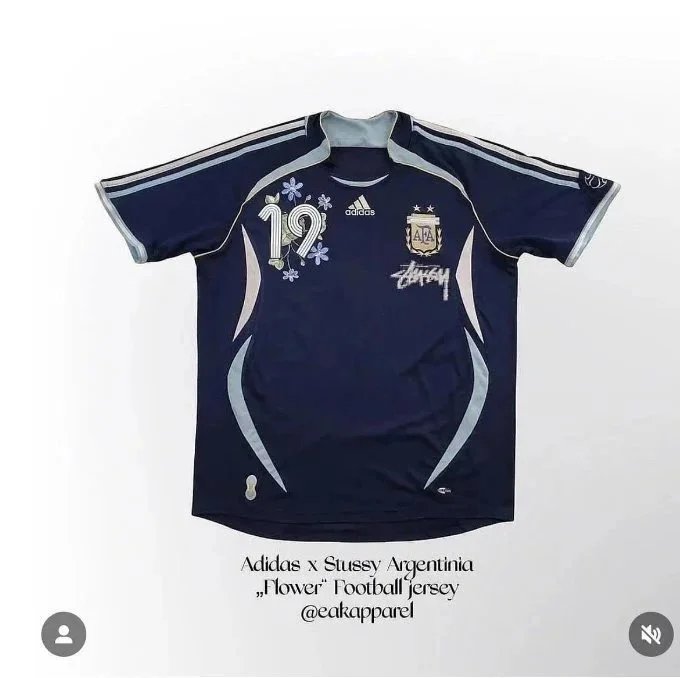 Adidas Argentina Flower Football Jersey Streetwear Soccer Jersey Navy