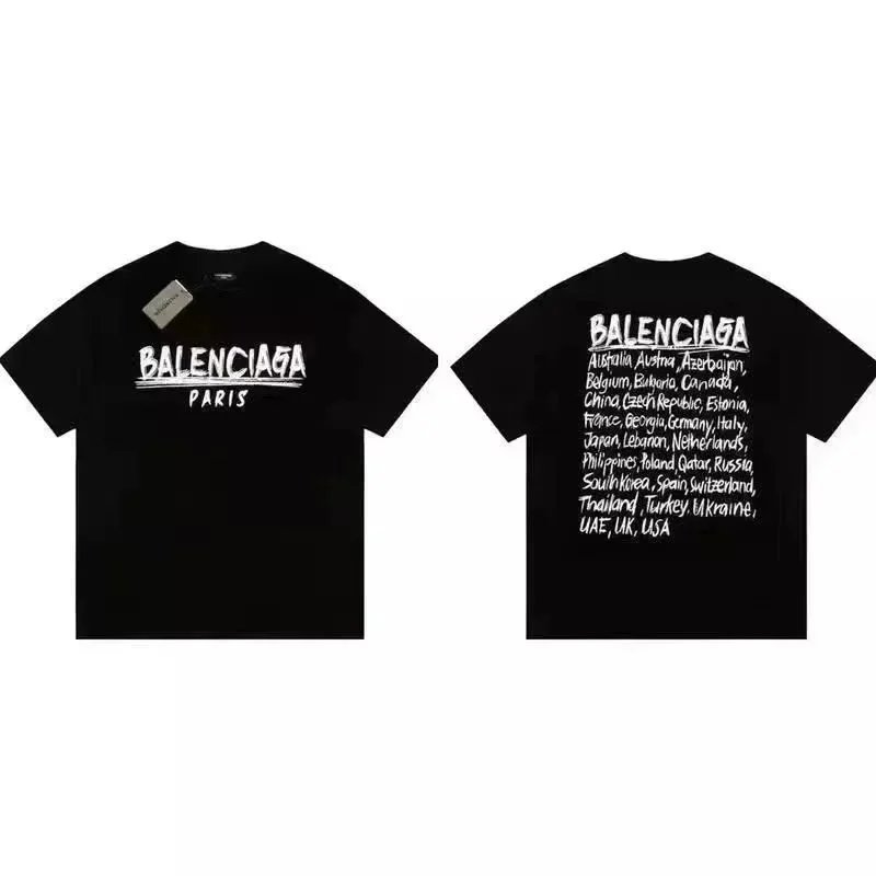 Balenciaga Countries Print Oversized T-Shirt Black