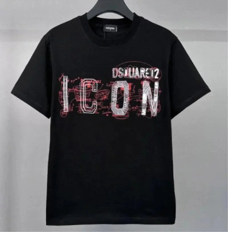 Dsquared2 D2 ICON Graphic Print Cotton T-Shirt Black
