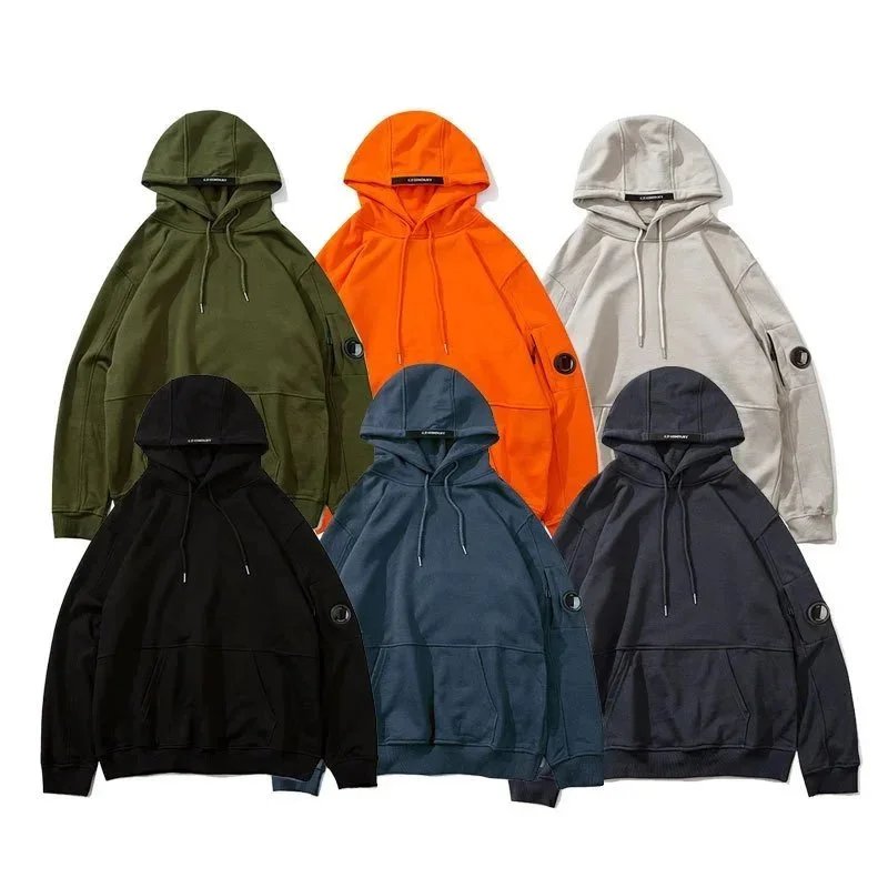 C.P. Company Goggle Lens Sleeve Pocket Cotton Hoodie Multicolor