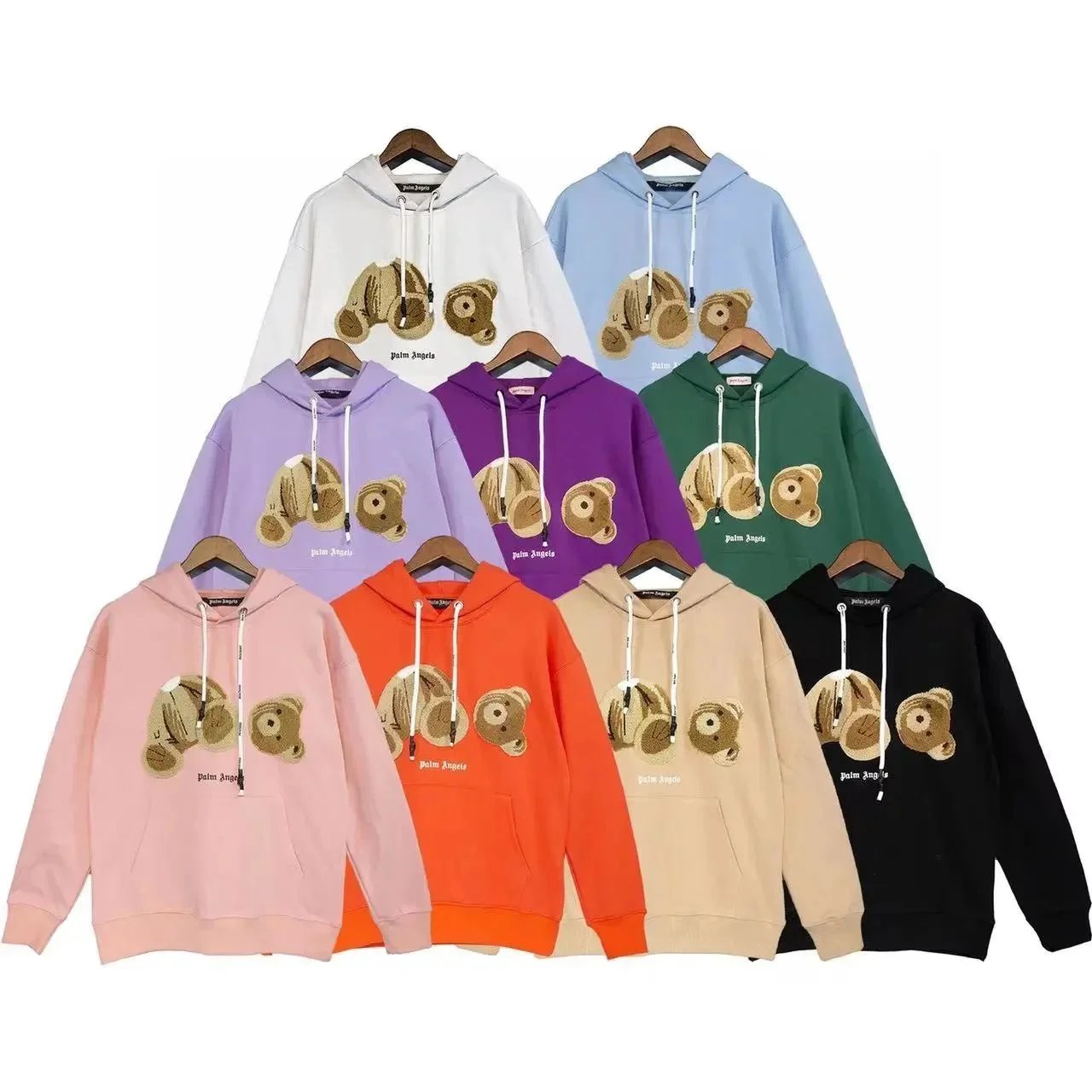 Palm Angels Bear Print Oversized Hoodie Multicolor