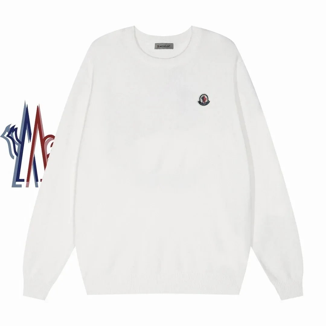 Moncler Crewneck Knit Sweater Minimalist Pullover White