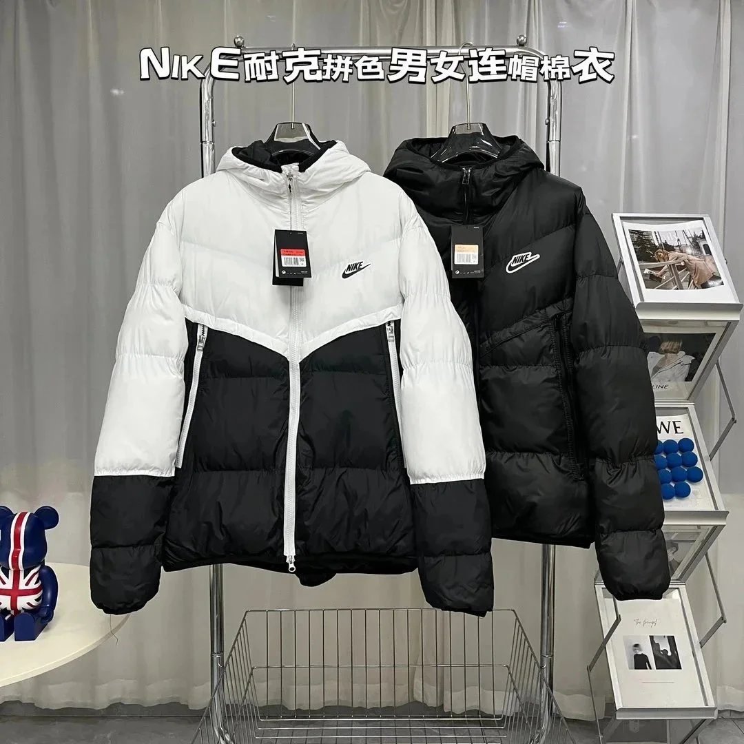 Nike Windrunner Puffer Colorblock Jacket Black and White