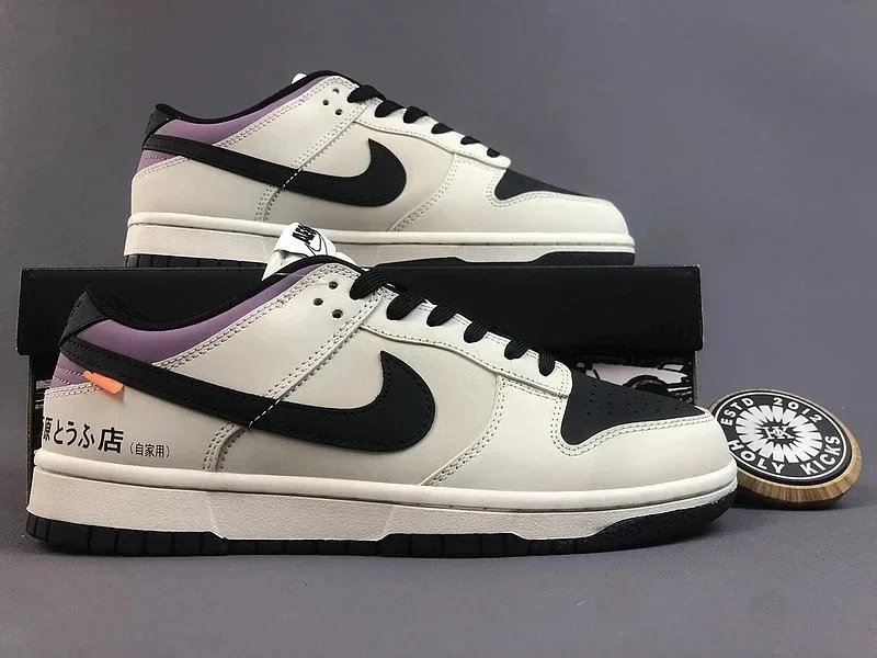 Nike Dunk Low Initial D custom sneakers white black and purple