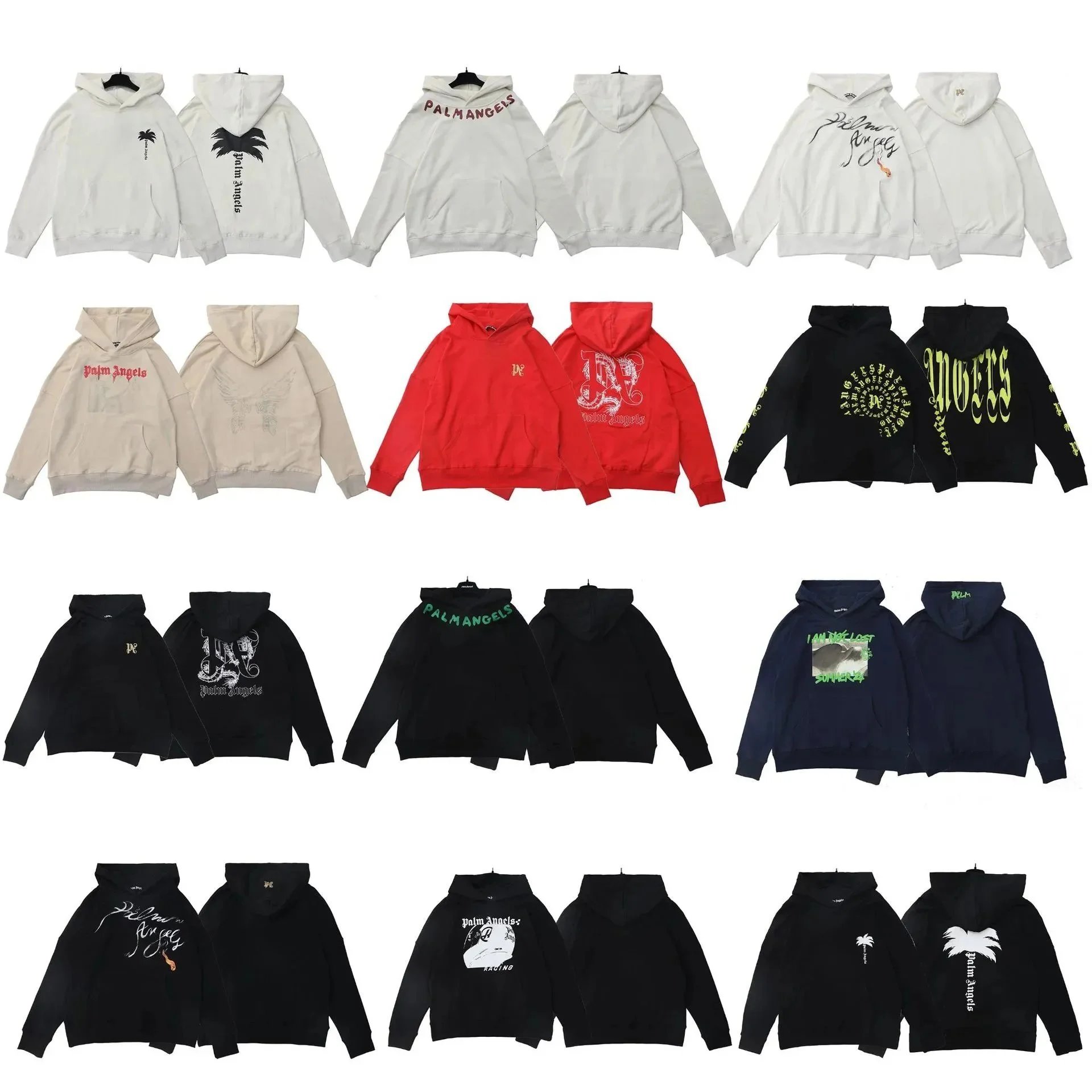Palm Angels Graphic Print Streetwear Hoodie Multicolor