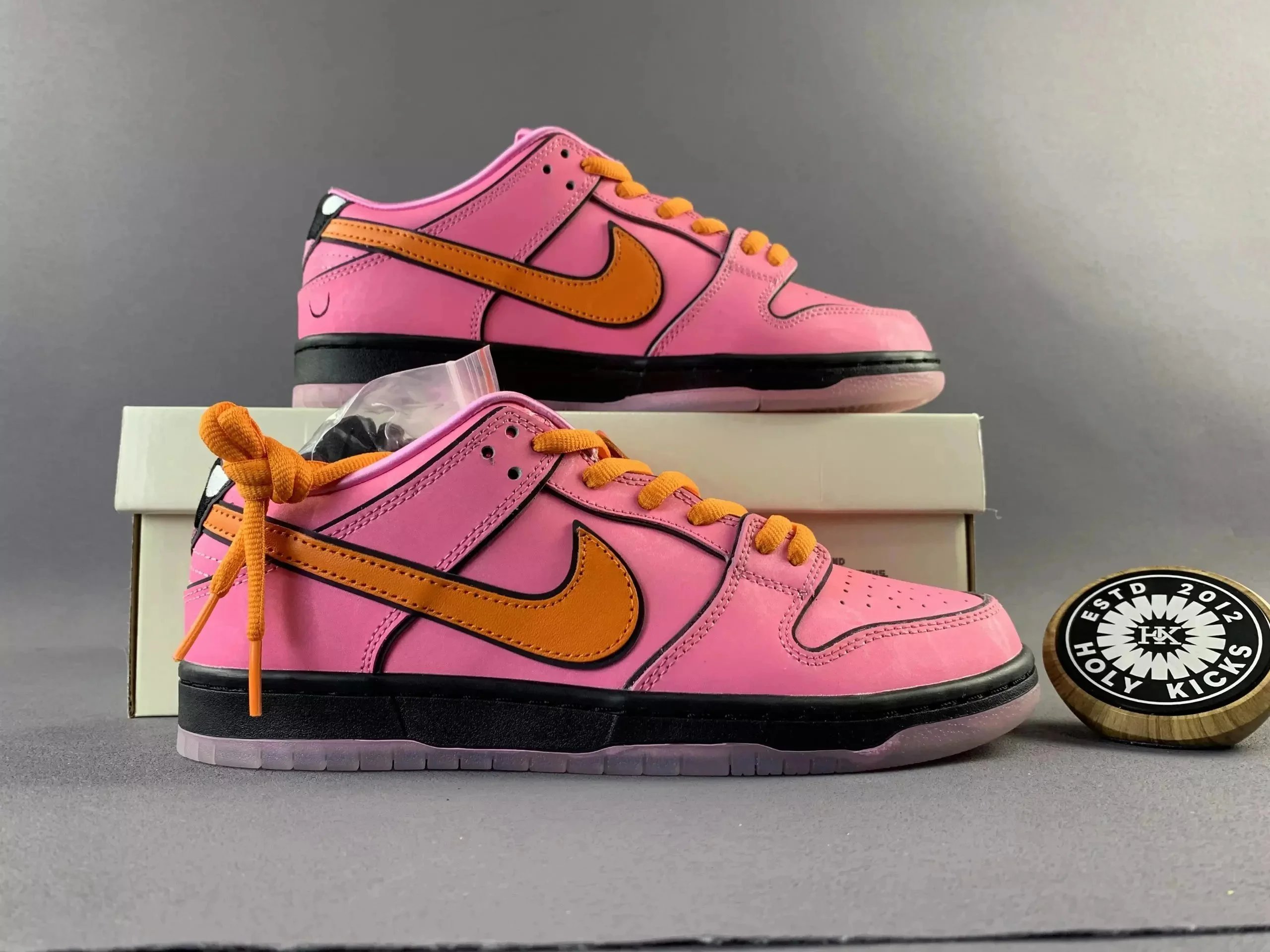 Nike Dunk Low Powerpuff Girls Bubbles Chunky Sneakers Pink and Orange