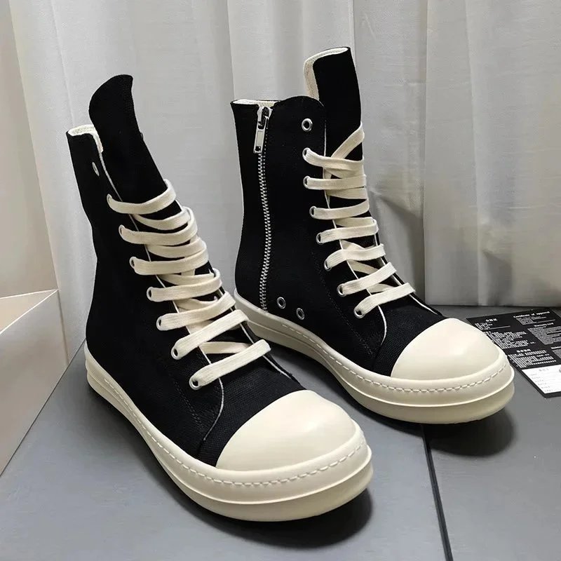 Rick Owens Ramones High Top Sneakers Black and White