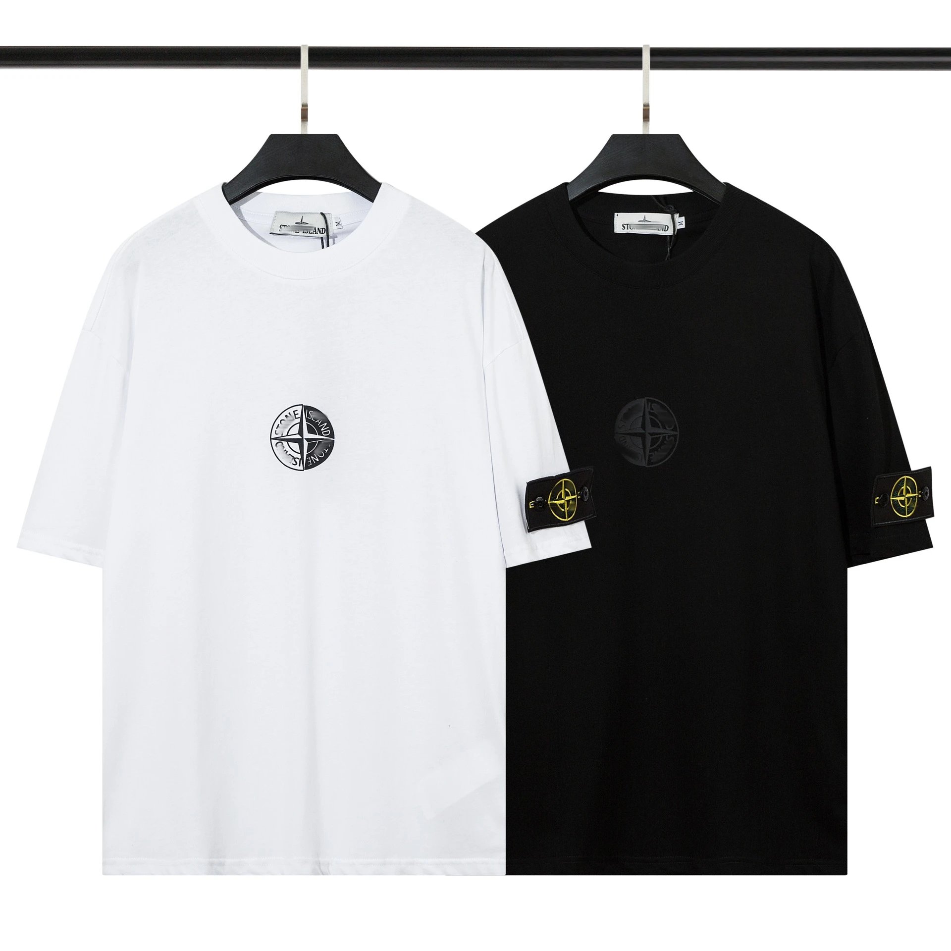 Stone Island Compass Patch Oversized T-Shirt White and Black