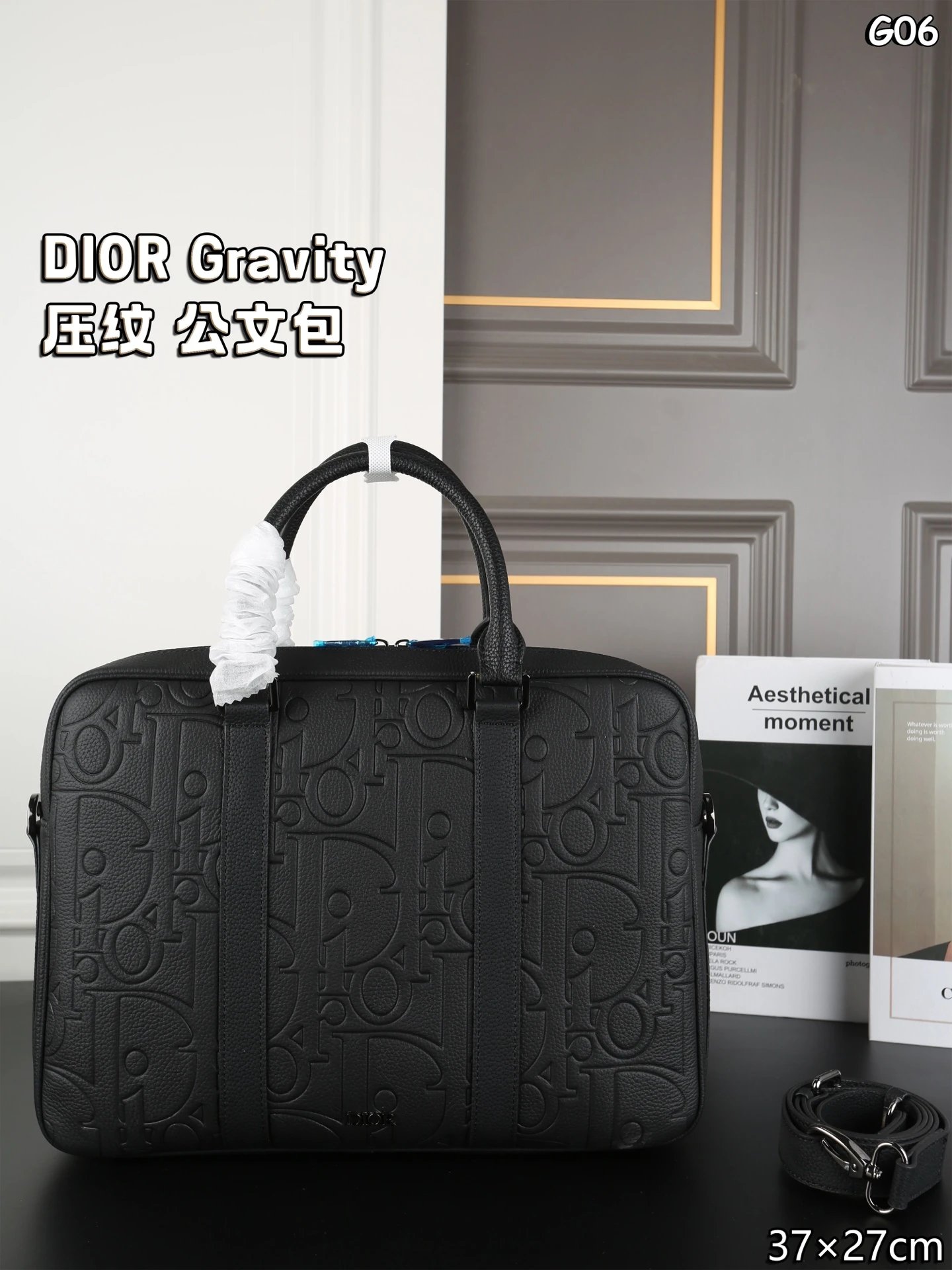 Dior Gravity Business Briefcase Leather Bag Black