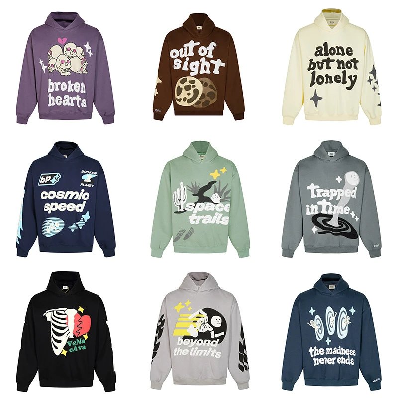 Broken Planet BP Graphic Print Streetwear Hoodie Multicolor
