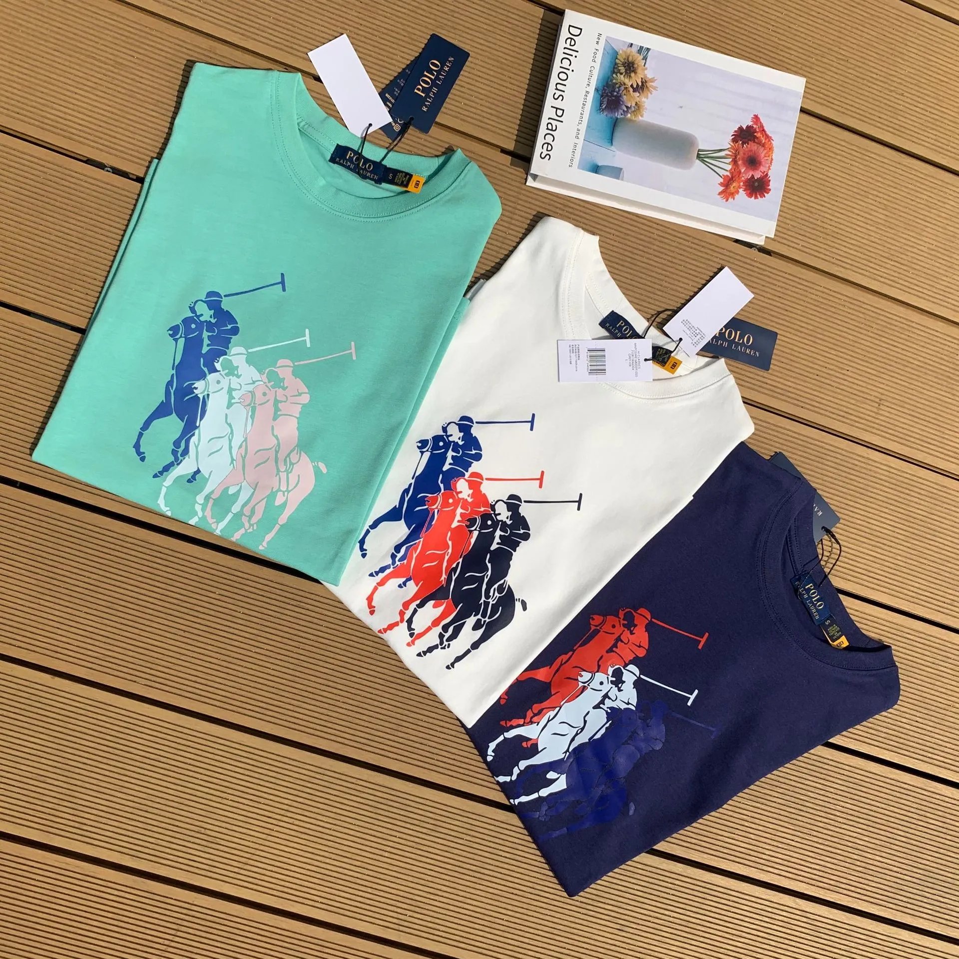 Ralph Lauren RL Triple Pony Graphic Cotton T-Shirt Multicolor