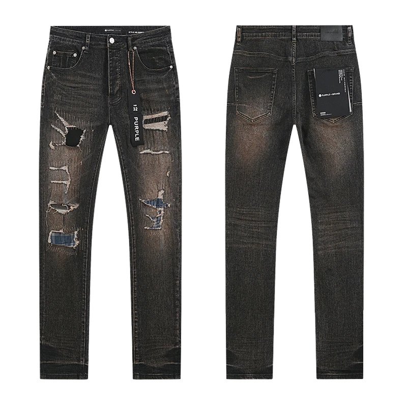Purple Brand P001 Distressed Slim Fit Jeans Black