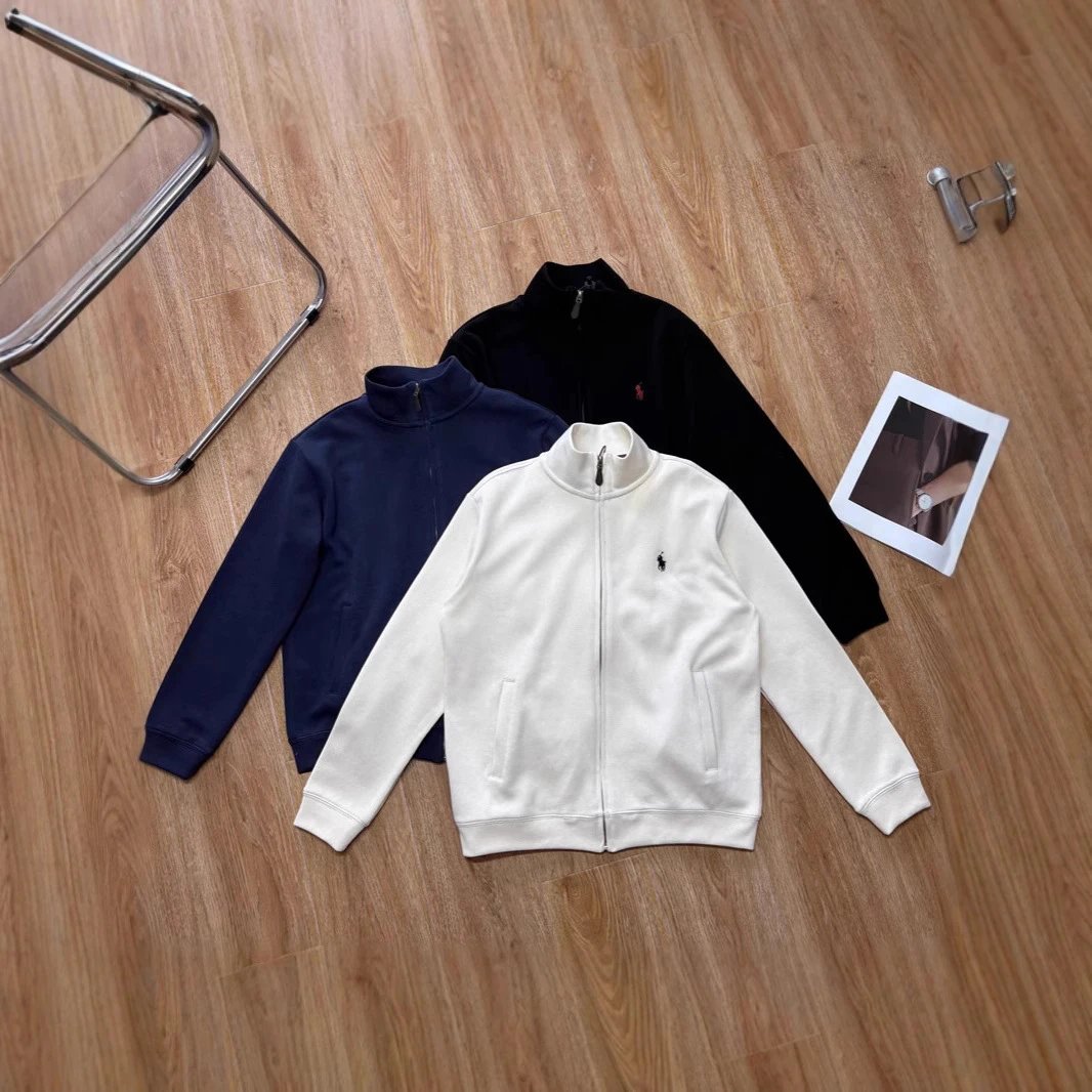 Ralph Lauren RL Full-Zip Casual Track Jacket White Navy and Black