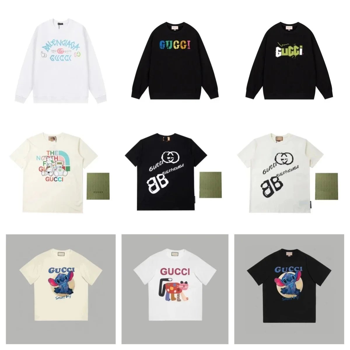 Gucci Graphic Print Oversized T-Shirt and Sweatshirt Collection Multicolor