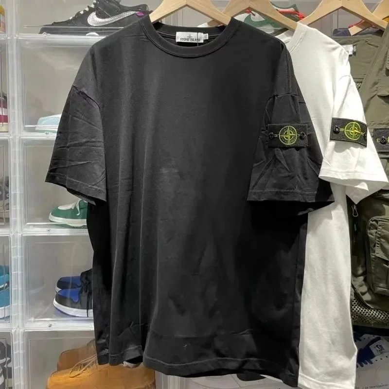 Stone Island Compass Patch Cotton T-Shirt Black
