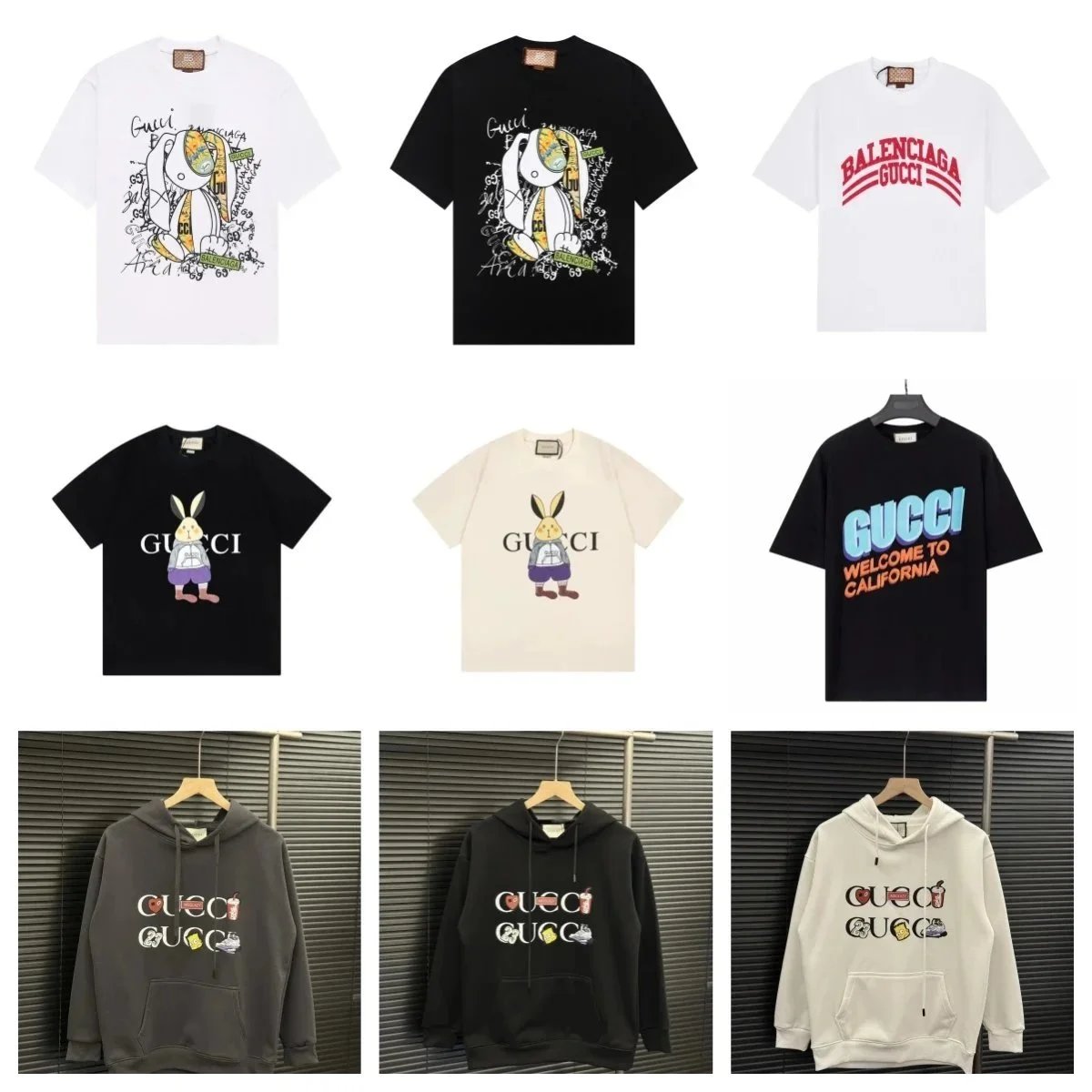 Gucci Graphic Print Oversized T-Shirt and Hoodie Collection Multicolor