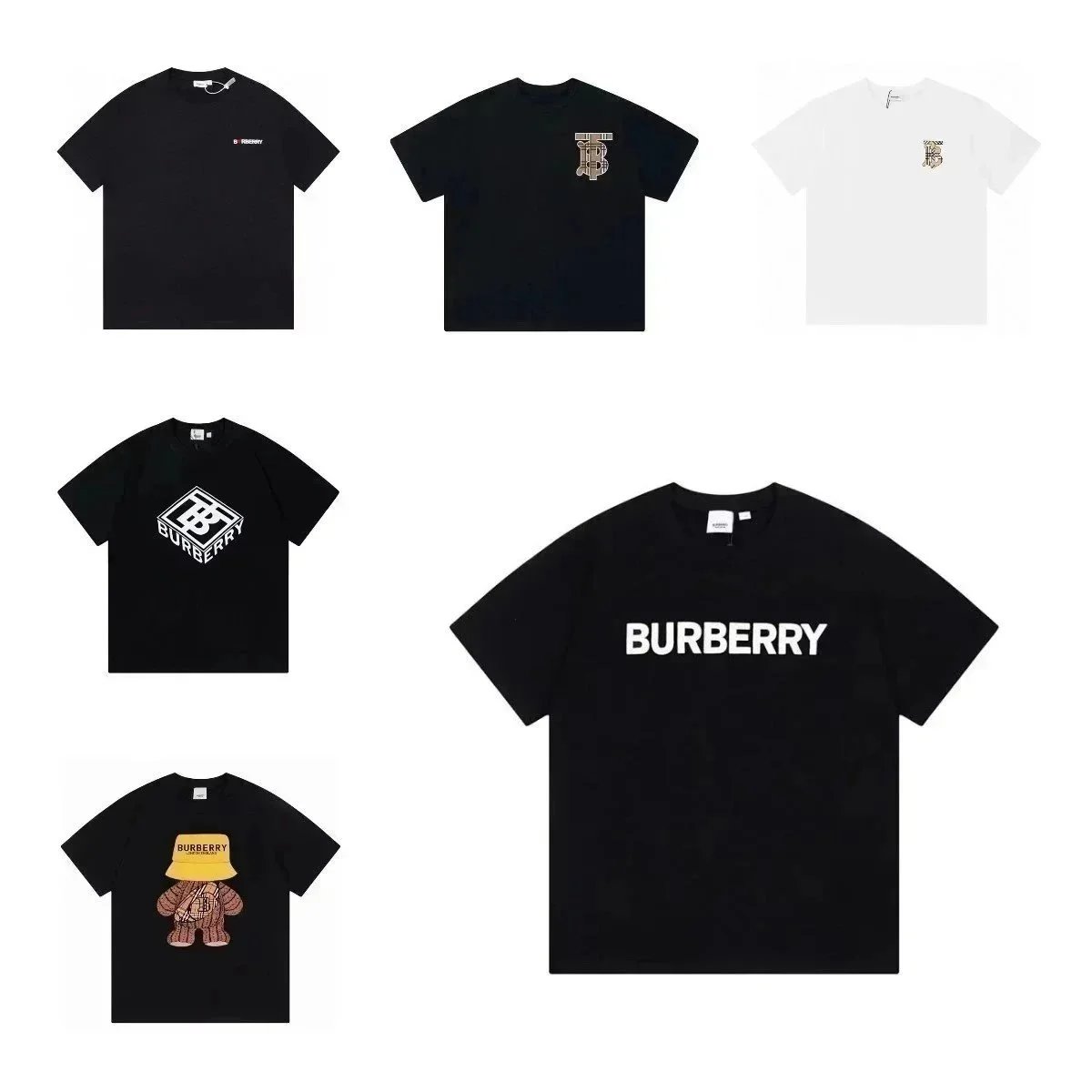 Burberry Graphic Print Cotton T-Shirt Black and White