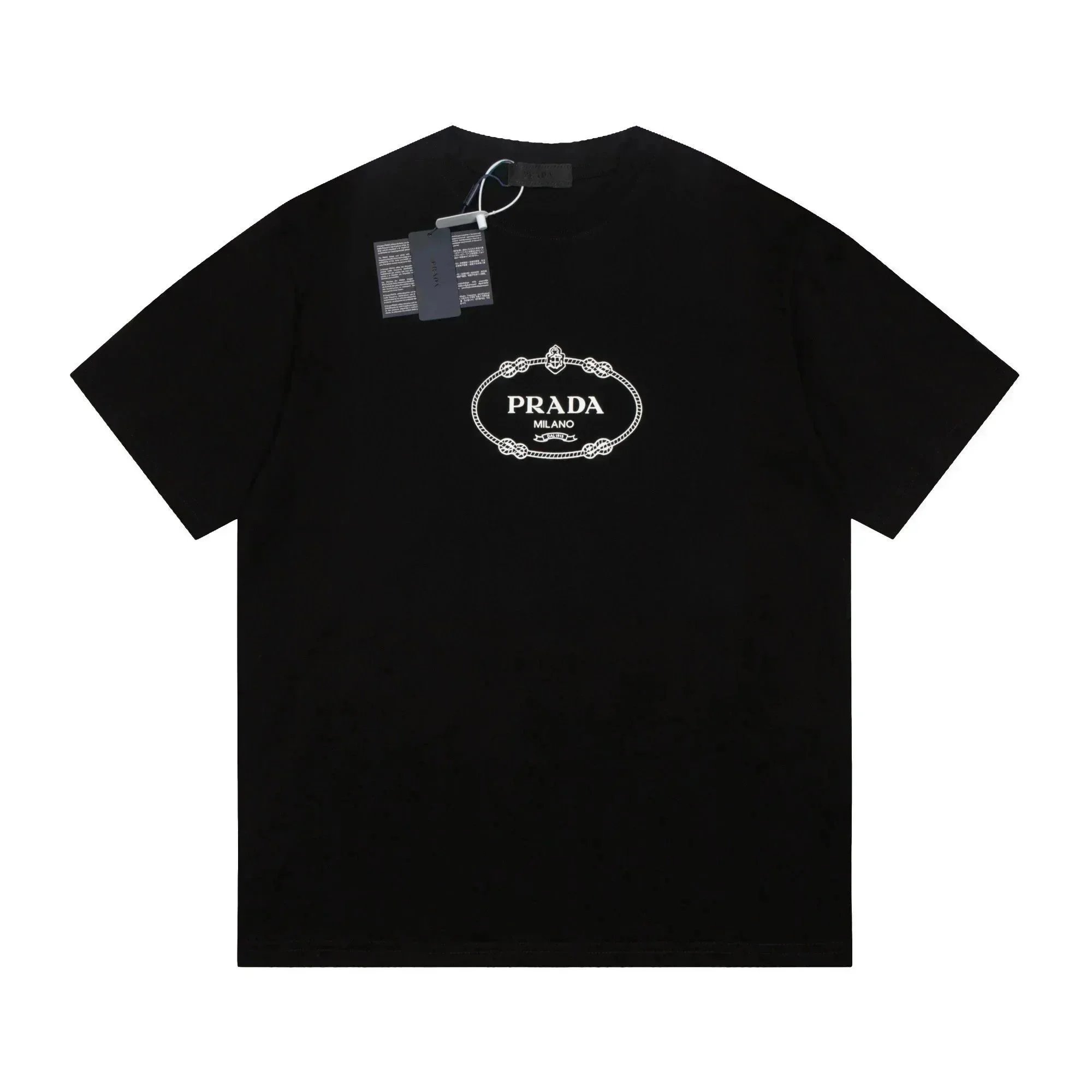 Prada Rope Graphic Cotton T-Shirt Black