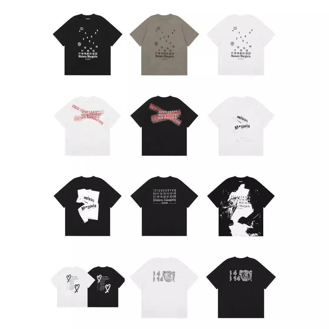Maison Margiela Numbers Graphic Oversized T-Shirt Multicolor