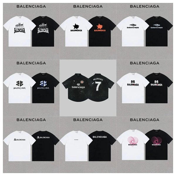 Balenciaga Graphic Print Oversized T-Shirt Collection Black and White