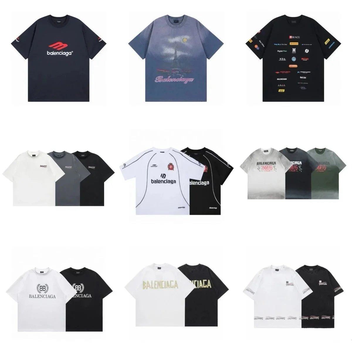 Balenciaga Graphic Print Oversized T-Shirt Multicolor