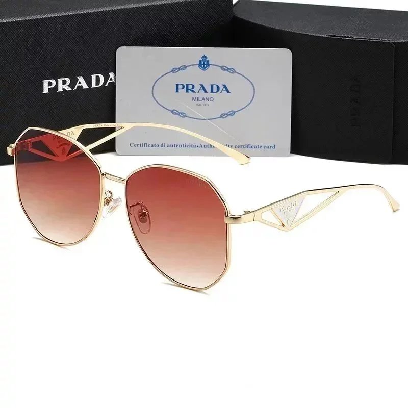 Prada Symbole Geometric Sunglasses Gold and Brown