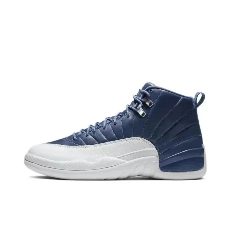 Jordan Air Jordan 12 Retro High Top Basketball Sneakers Blue and White