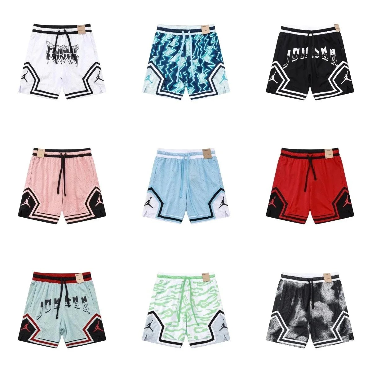 Jordan Diamond Basketball Shorts Mesh Athletic Wear Multicolor