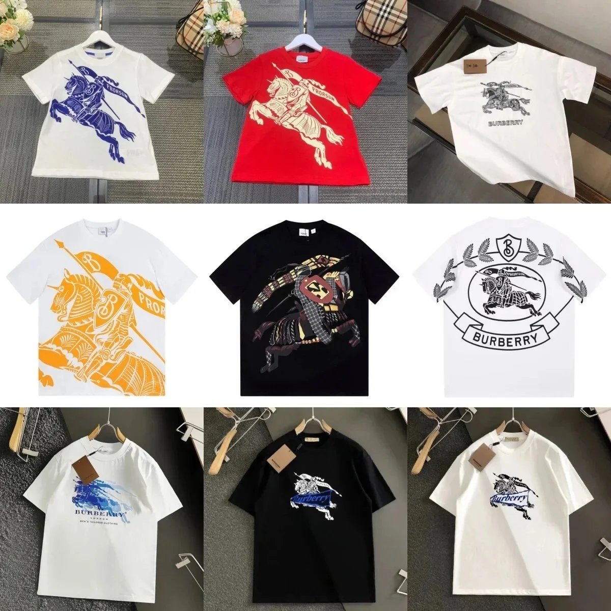 Burberry Equestrian Knight Graphic Cotton T-Shirt Multicolor