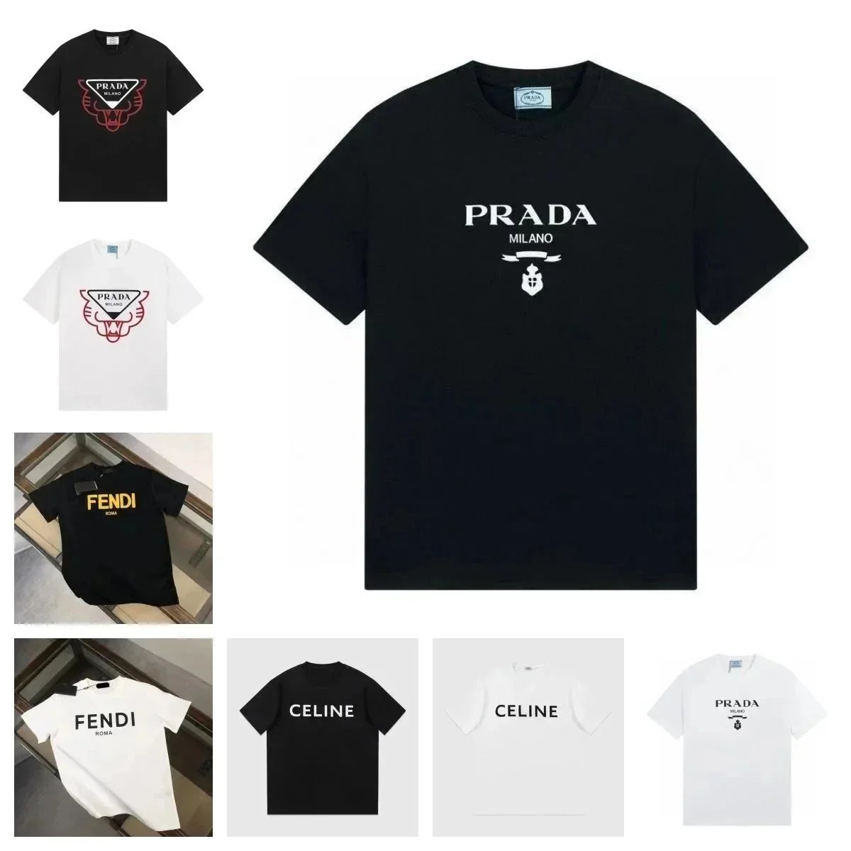 Prada Graphic Print Cotton T-Shirt Black