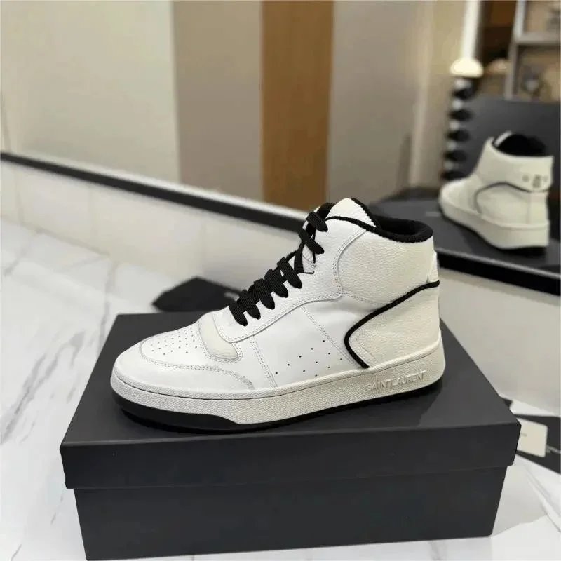 Saint Laurent YSL Court Classic High Top Sneakers White and Black
