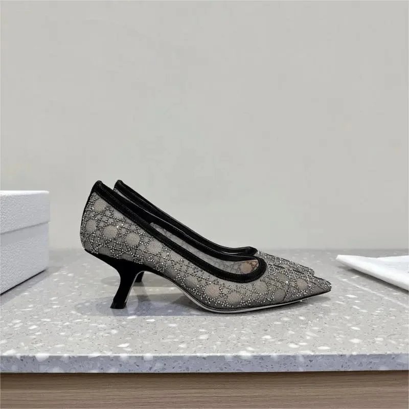 Dior J'Adior Slingback Pumps Elegant Mesh High Heels Black