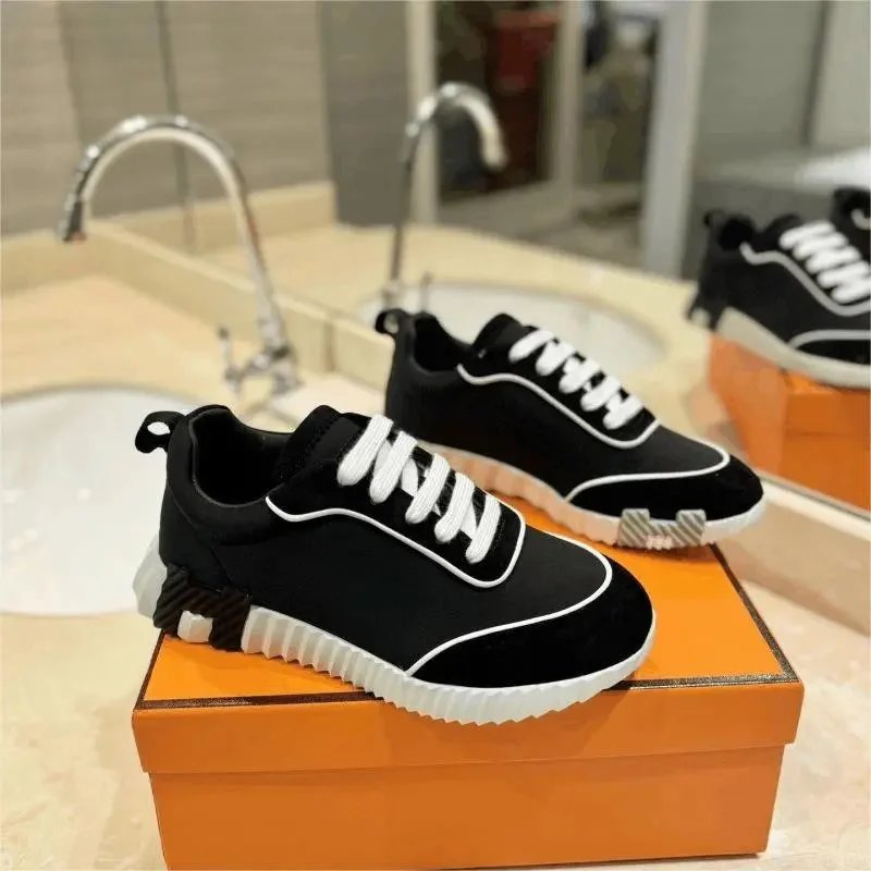 Hermes Bouncing Low Top Sneakers Black and White